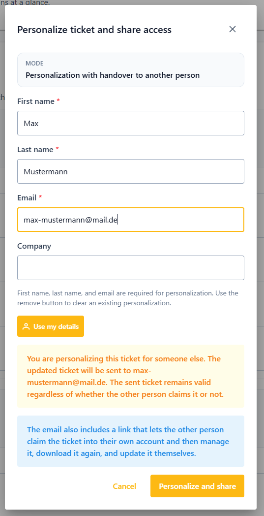 Personalisierungsdialog